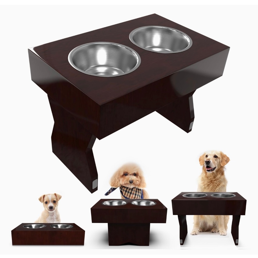 Wooden Adjustable Pet Feeder